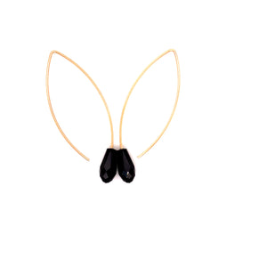 Gold and Onyx Dangle Earrings