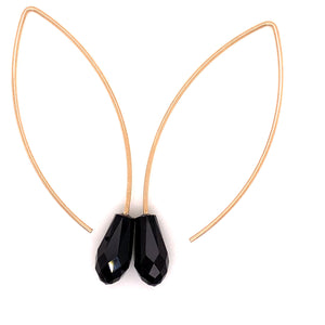 Gold and Onyx Dangle Earrings