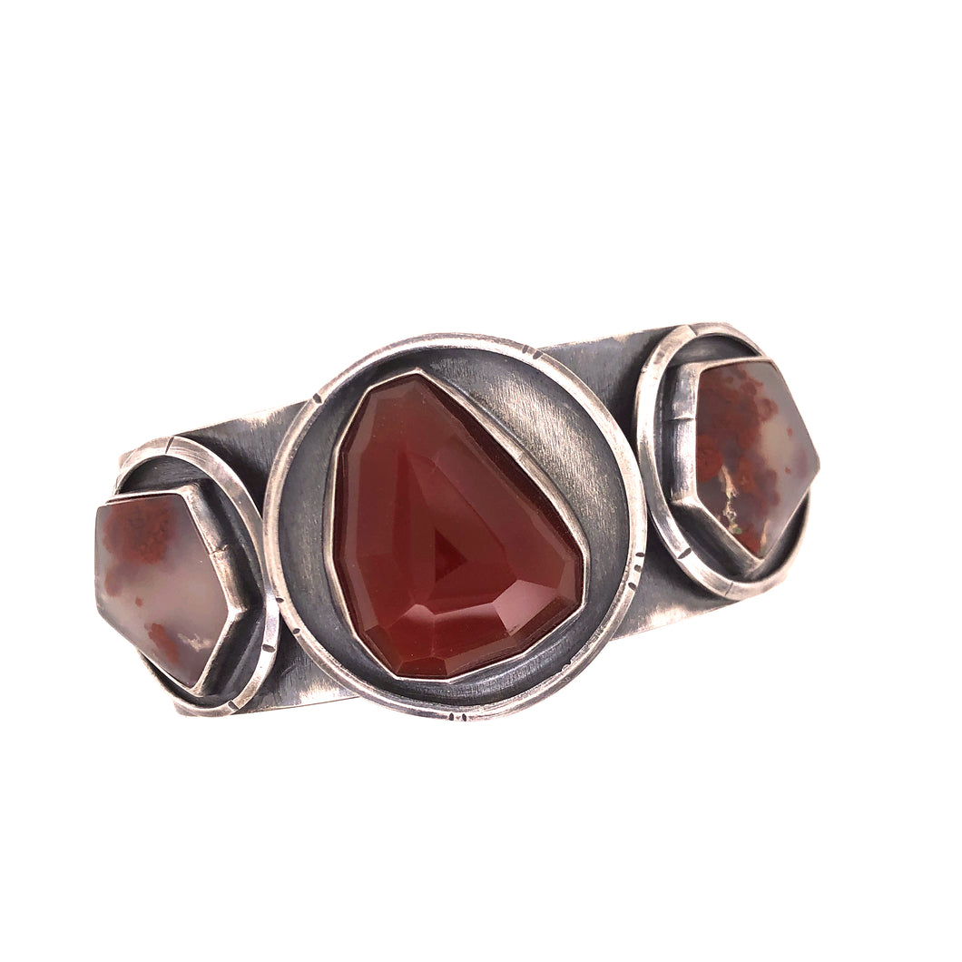 Carnelian and Moss Agate Cuff