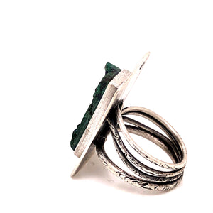 Malachite and Azurite Druzy Ring