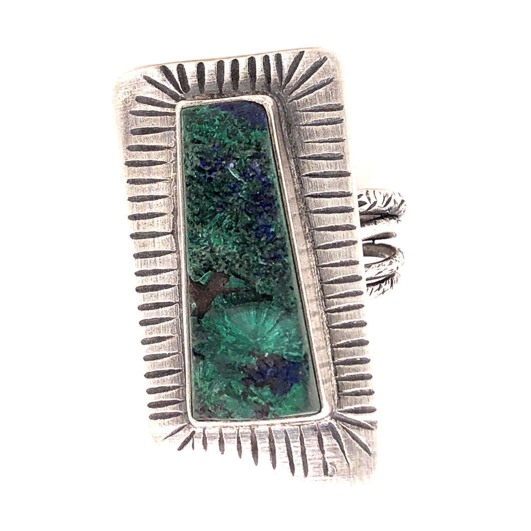 Malachite and Azurite Druzy Ring
