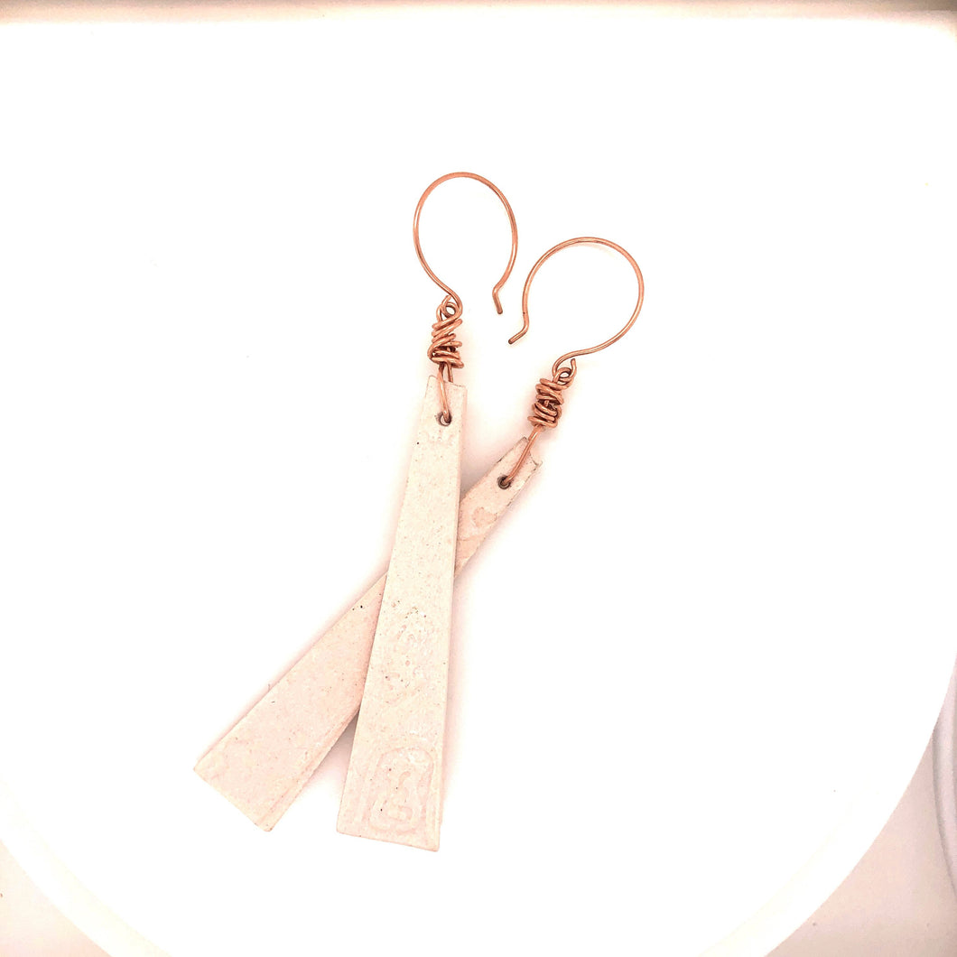 James Garnett Porcelain Long Earrings with Rose Gold