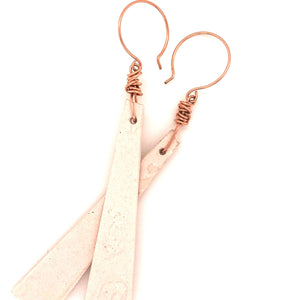 James Garnett Porcelain Long Earrings with Rose Gold