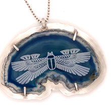 Load image into Gallery viewer, Blue Agate Scarab Necklace