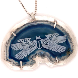 Blue Agate Scarab Necklace